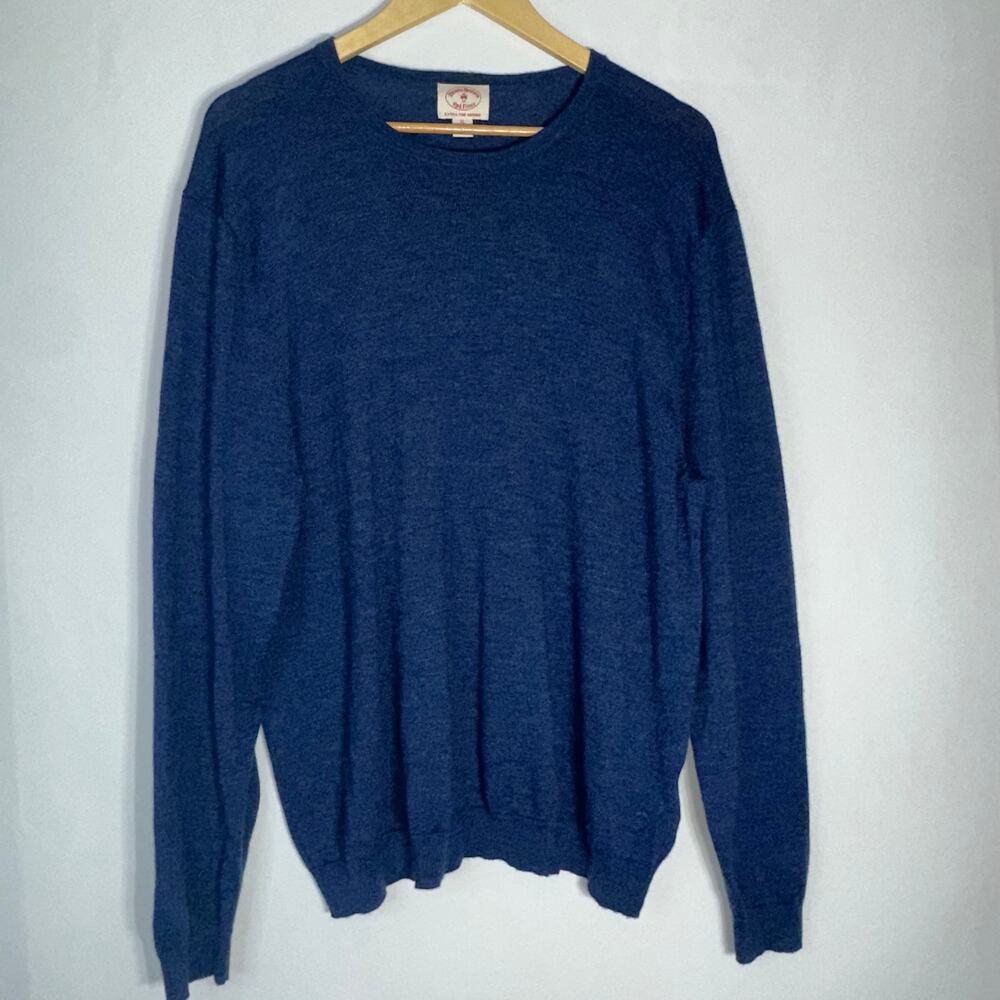 Brooks Brothers Red Fleece Merino Wool Sweater Mens XL Blue Long Sleeve